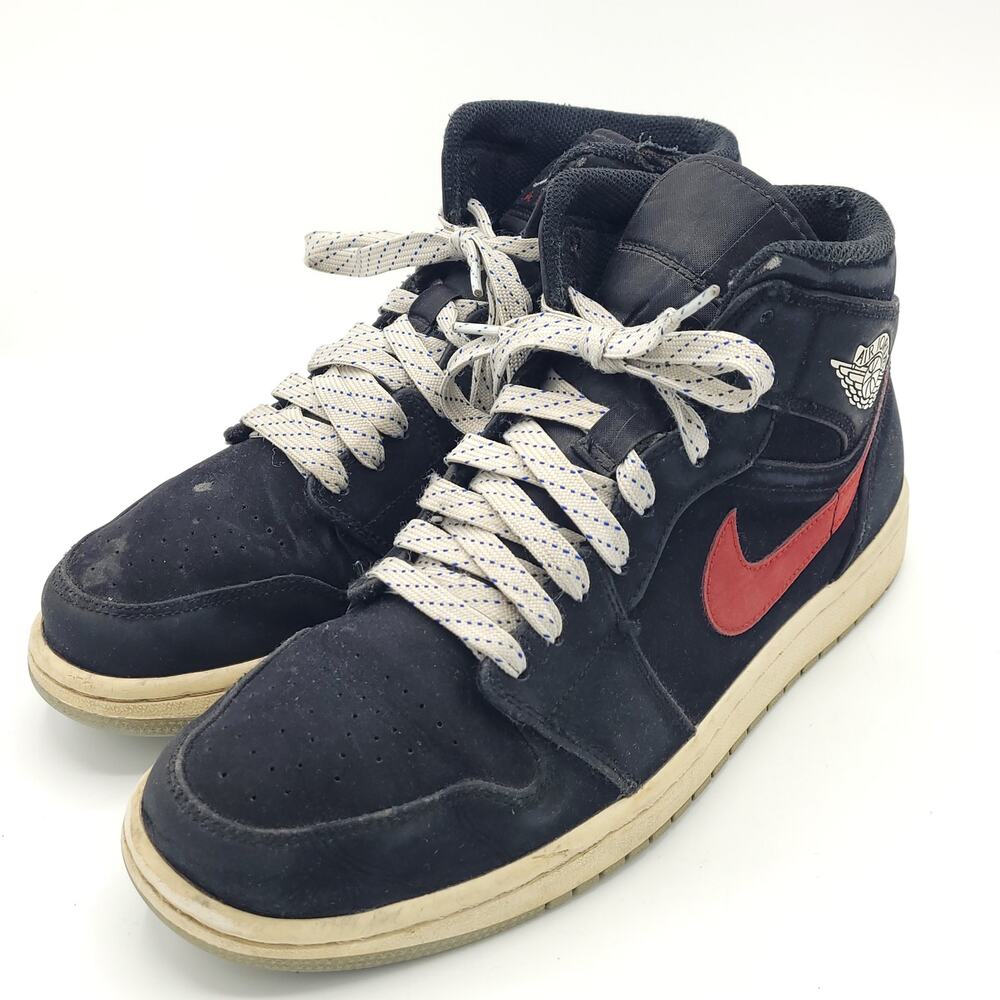 Nike Air Jordan 1 Mid Swoosh 554724-065 black blue red men's size 9